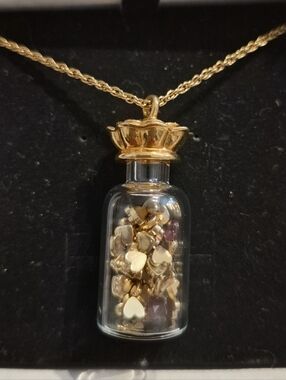 Gold Heart Confetti Bottle Pendant Necklace